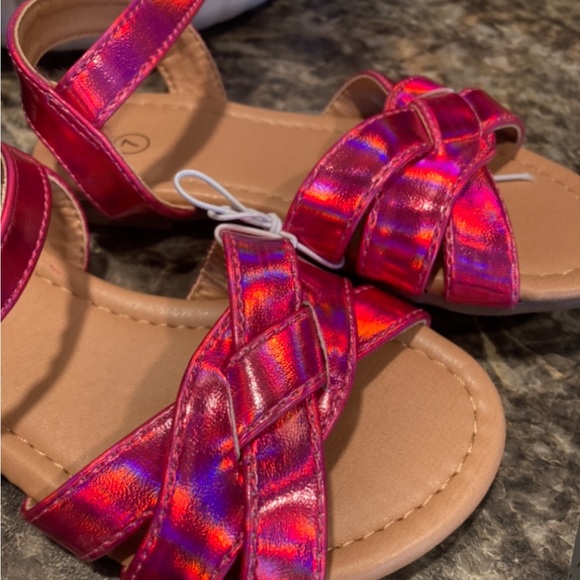 NWT Pink Shimmer Glam Toddler Girl's Strappy Sandals Size 7 - Picture 3 of 5